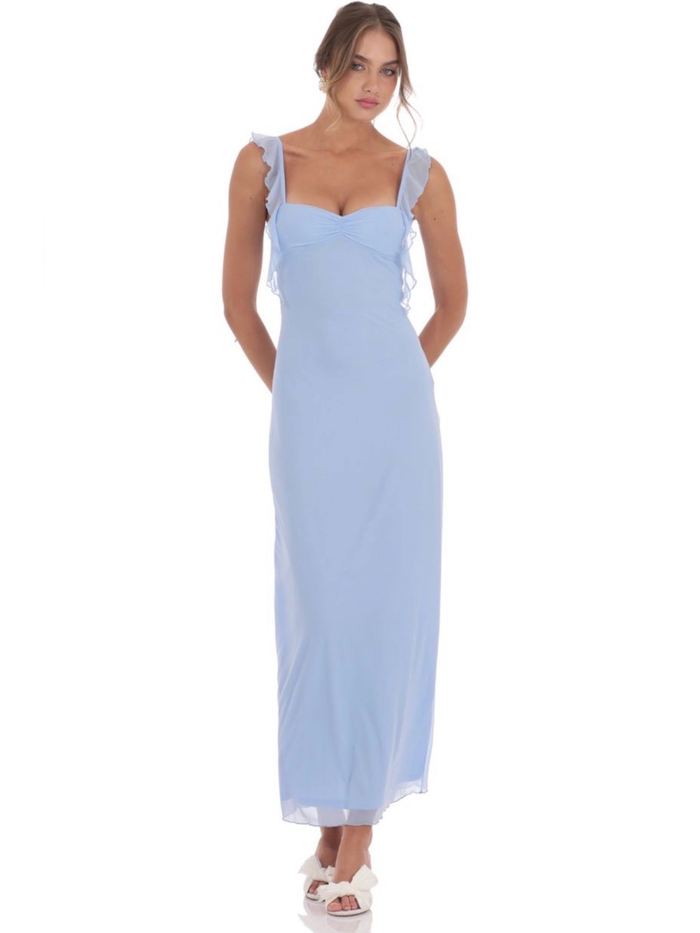 Mesh Tassel Strap Maxi Dress